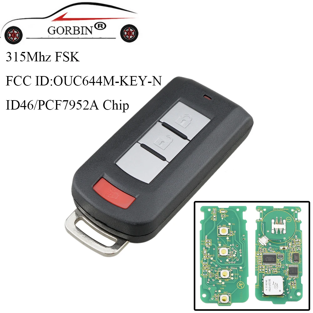 

GORBIN 3Buttons Smart Remote Key Keyless Fob PCF7952 Chip 315Mhz For Mitsubishi Lancer Outlander Galant 2008-2017 Car keys