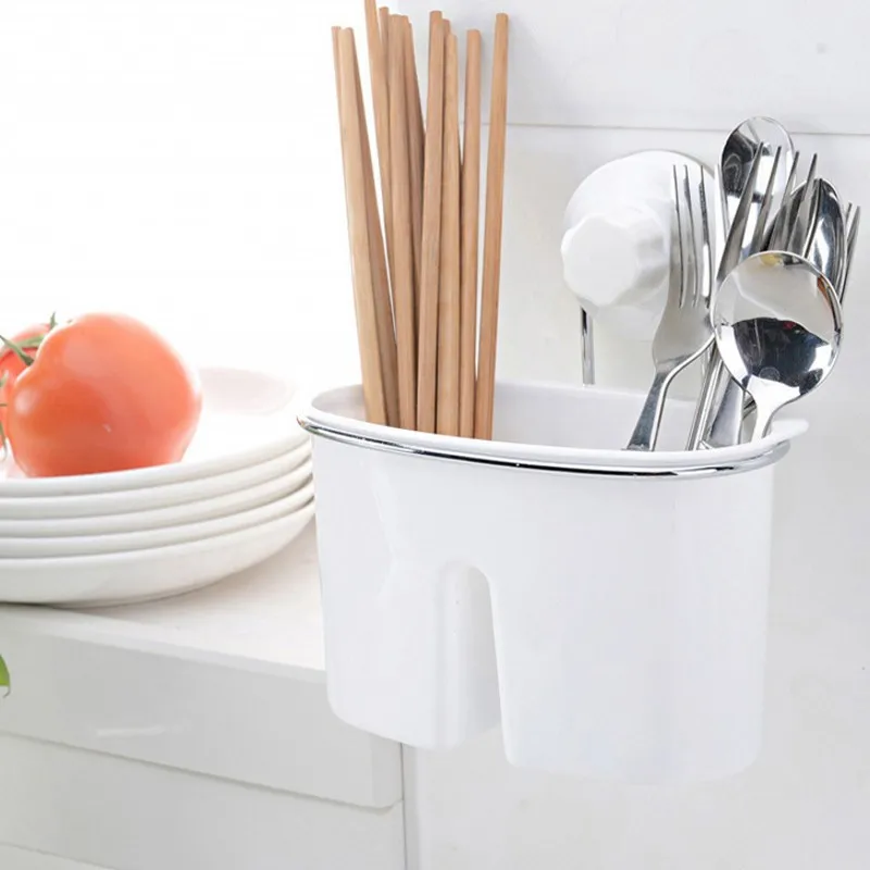 DLYLDQH Double Layer Round White Plastic Household Kitchen Cutlery Storage Rack Strong Suction Type Drainage | Дом и сад