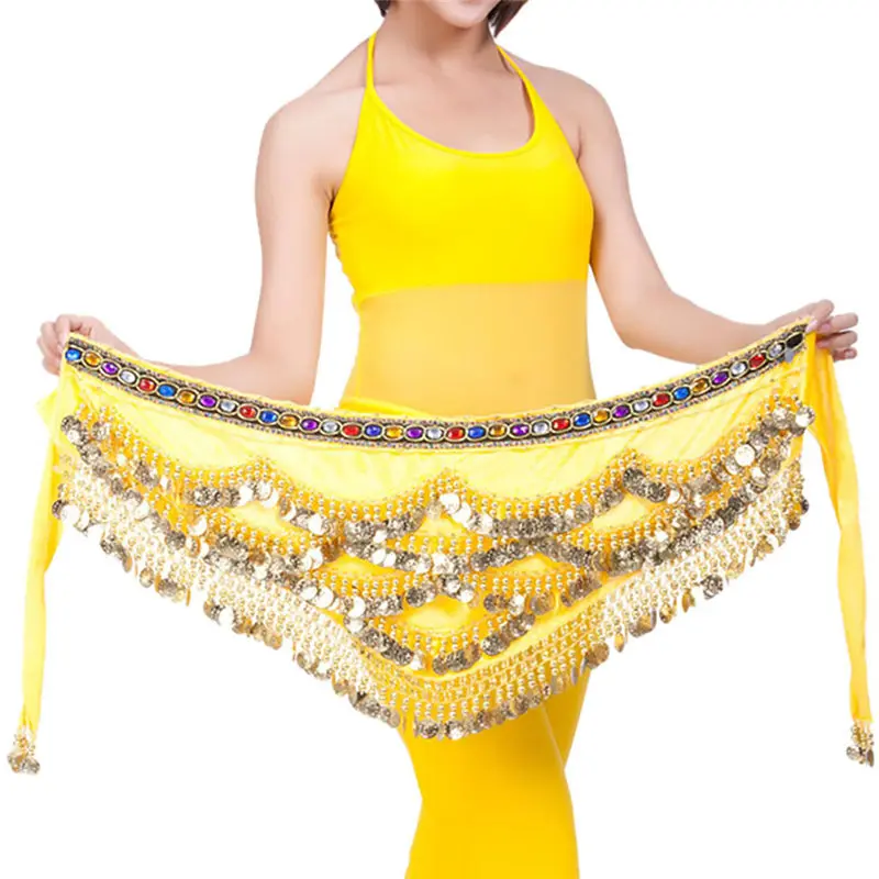 Belly Dance Hip Scarf Gold Coins Belly Dance Costume Skirt Wrap Belt belt for women fashion accessories 40FE1213