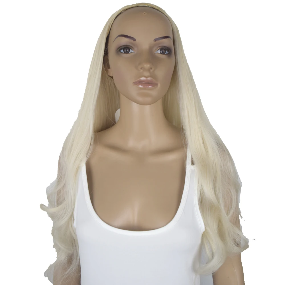 

TOPREETY Heat Resistant Synthetic hair Wavy 3/4 U Shape Half Wig 220gr 24" 60cm 7 clips attached