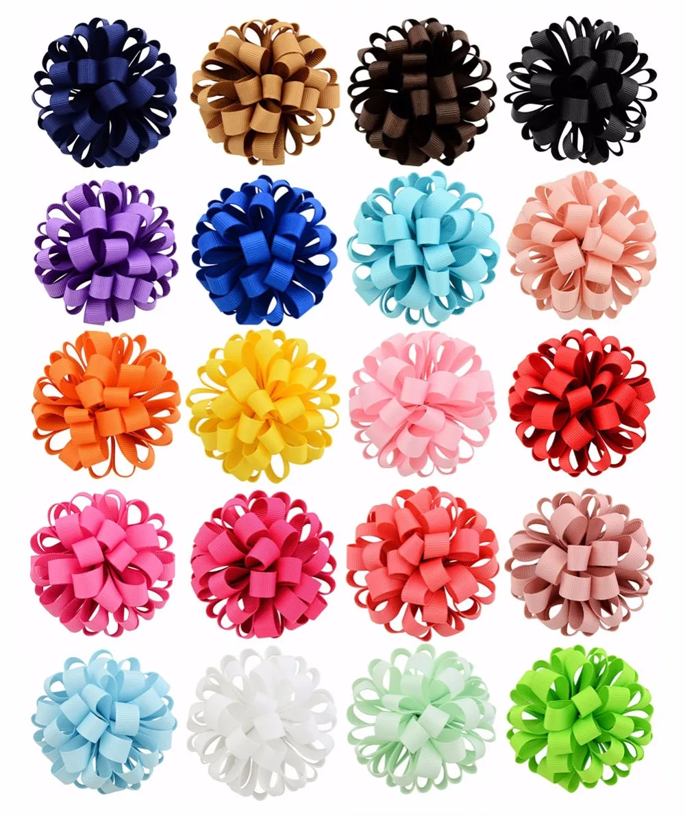 3Inch New Arrival Girls Hair Elastics Rope Big Grosgrain Ribbon Flower