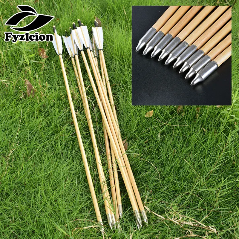 

6/12x Handmade Wooden 80cm Arrows Turkey feather for 25-50lbs Longbow Recurve Bow Hunting Archery for freeshipping