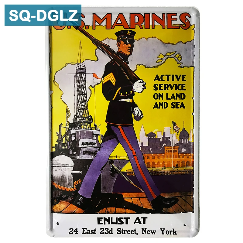 

[SQ-DGLZ]Hot U.S Marines Poster Metal Sign Retro Store Wall Decor Vintage Metal Crafts Home Decor Painting Plaques Art Poster