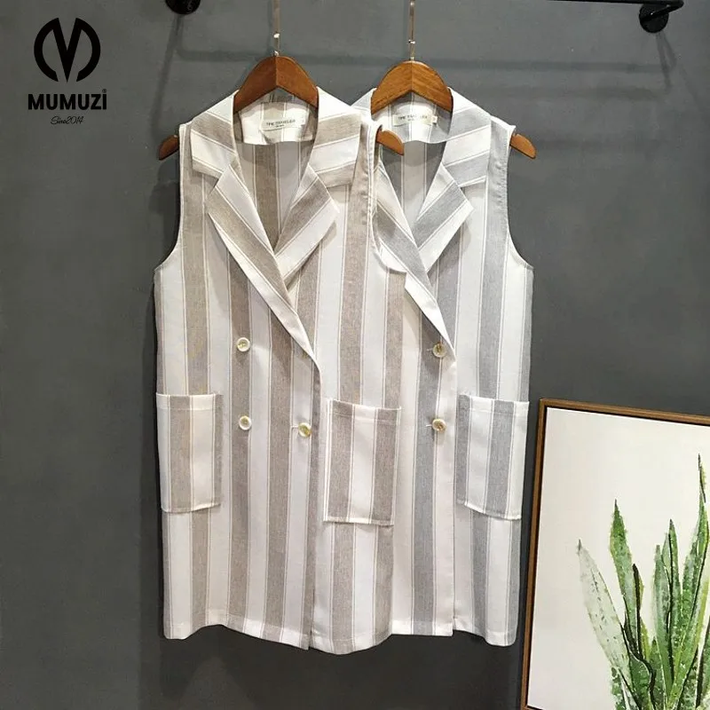 Новый 2017 Винтаж в полоску длинные Стиль костюм Для женщин жилет feminie лоскут
