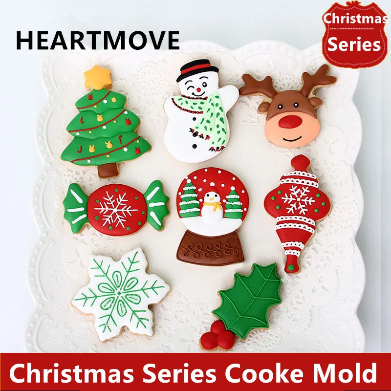 

HEARTMOVE Creative Design Christmas Series Cake Mold Plastic Printing Biscuits Cookies Cutter Fondant Paste Decoration Tool 8188