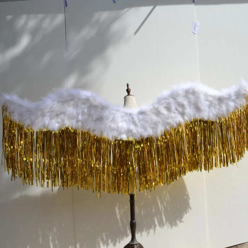 Bling Gold Блестящий взрослых Ангел Перо крылья наряд для фотосессий этап шоу Хеллоуин костюм Свадебная вечеринка поставки для выступления