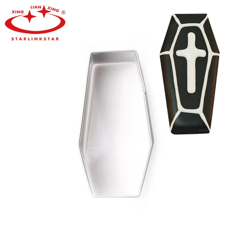 

STARLINKSTAR 1 Pcs Halloween Stainless Steel coffin Cake Chocolate Mold Sugar Frost Cookie Mold Kitchen Baking Tools