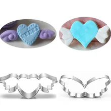 2шт Металл, сердечки для печенья ангел крыло Валентина торт украшения инструмент вечерние patisserie gateau бисквитная форма оборудование для выпечки