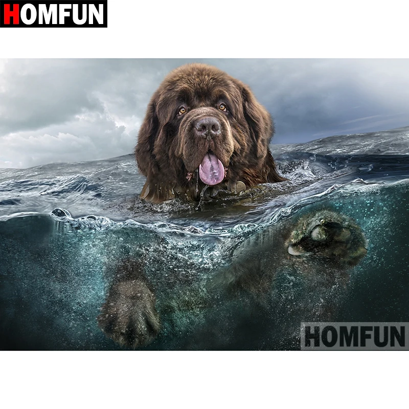 Алмазная 5D картина HOMFUN сделай сам вышивка крестиком животное собака подарок для