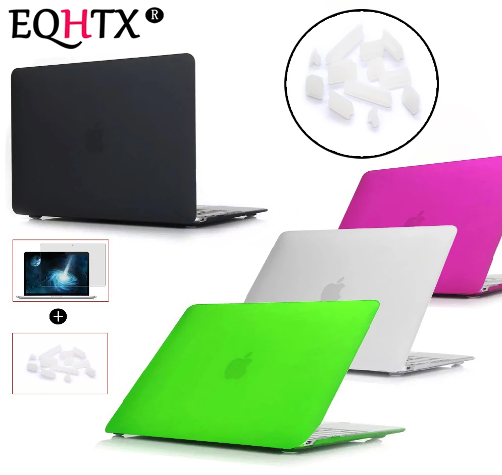 

EQHTX - Laptop Case For Apple MacBook Air Pro Retina 11 12 13 15, for mac book New Air Pro 13 15 inch with Touch Bar+Dust plug