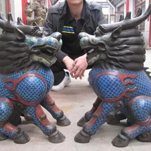 Bi001792 22 Royal Бронзовый перегородчатые Дворец Зло единорог Фу Foo Dog Лев kylin зверь