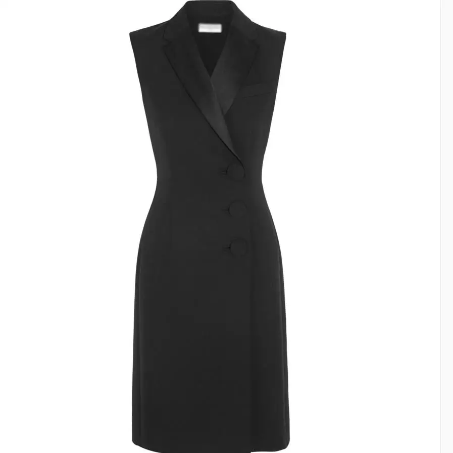Женский Длинный жилет без рукавов однотонный с лацканами|waistcoat female|sleeveless long vestlong