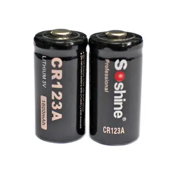 

2pcs/set Soshine 3.0V CR123A 16340 Primary Lithium Battery 1600mAh RCR123A Battery + Portable Battery Box