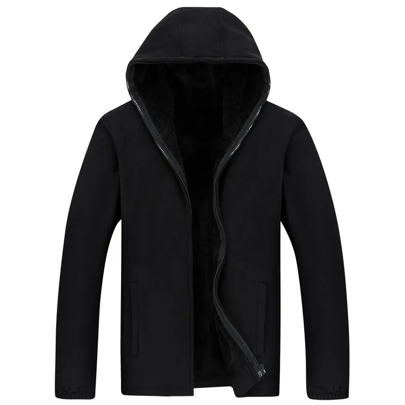 

TIEPUS Men Hooded Casual Wool Winter Thickened Warm Coat Male Velvet Male Sweatshirts Coat Zipper Cardigan Hoody Man Clothing