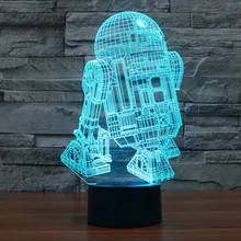 Novelty USB 7 Colors 3d Led Night Light Star Wars R2D2 Robot Touch LED Lampara as Bedroom luz de noche Table Desk Lamp Home Deco