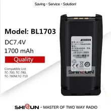 DC 7,4 V BL1703 перезаряжаемый литий-ионный аккумулятор Батарея 1700 мА/ч, совместимый с Hytera HYT TC700 TC-700 TC-780 TC-780M TC-710 с подкладкой радио