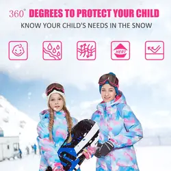 Детский лыжный костюм брендовая ветронепроницаемая Водонепроницаемая теплая зимняя одежда для девочек и мальчиков, штаны Зимняя Лыжная