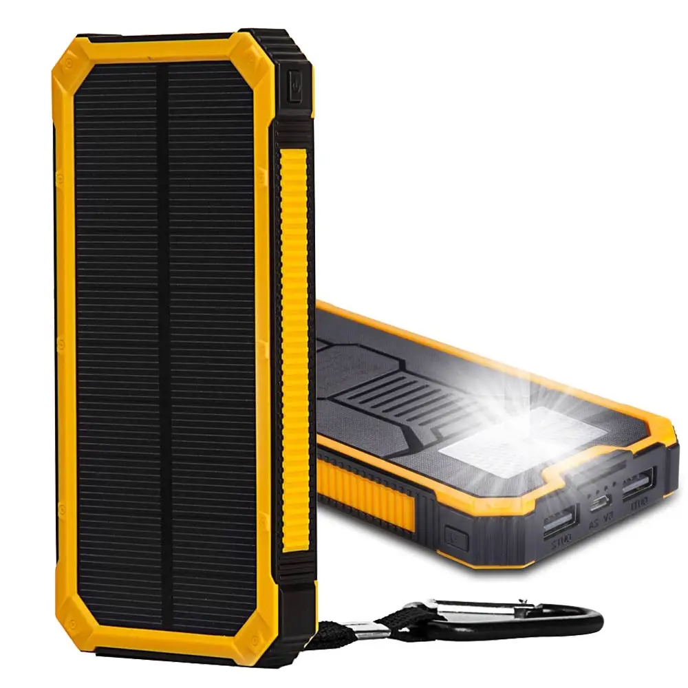 20000 мАч Солнечный внешний аккумулятор для кемпинга внешний аккумулятор зарядное устройство для телефона iPhone HuaWei Xiaomi повербанк - Цвет: Yellow