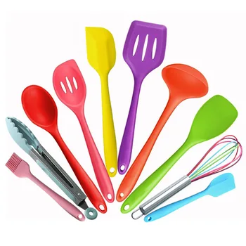 

10Pcs Kitchen Utensil Set Cooking Utensils Colorful Silicone Kitchen Utensils Nonstick Cookware with Spatula Set Kitchen Tool