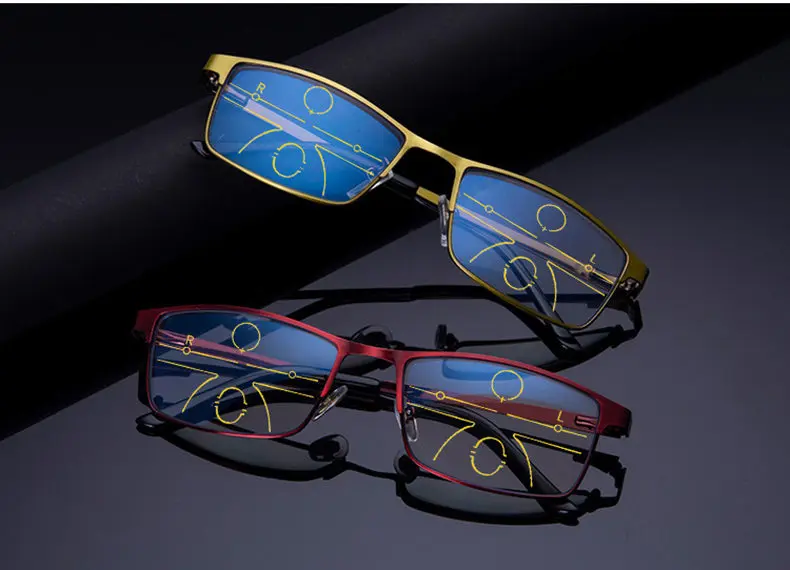 YOOSKE, синий светильник, блокирующие очки для чтения, мужские прогрессивные многофокальные очки, сплав, очки для дальнозоркости, дальнозоркая диоптрия