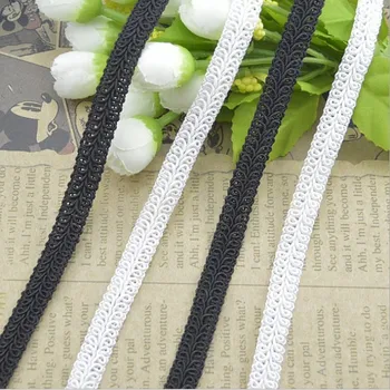 

100 Meters Golden Silver Herringbone Lace Trim White Edge Black Lace Fabric 10mm Wide Sewing Accessories Webbing Ribbon