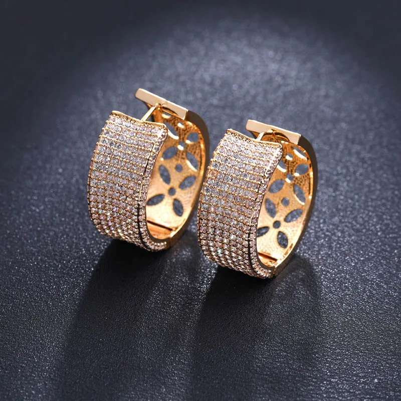 Janeklly, трендовые геометрические круглые серьги-кольца для женщин, аксессуары, серьги с кубическим цирконием, ювелирные изделия, женские серьги, Мода - Окраска металла: Золотой цвет