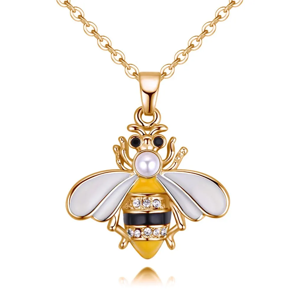 

1PC Fomous Wholesale Korean Fashion Jewelry Bee Necklace Shaped Cute Insect Charm Pendant Long Necklace for women girls