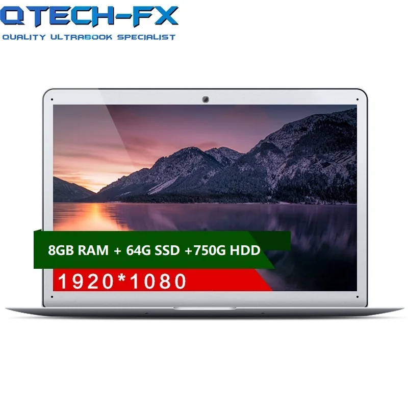 

14" Ultrabook 8GB RAM SSD 64GB +750G HDD Windows10/7 Fast CPU Intel Office Student Arabic AZERTY German Spanish Russian Keyboard