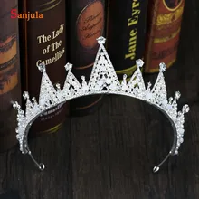 Для женщин диадемы для вечерние блестящие кристалл принцесса короны с жемчугом Свадебные Глава Аксессуар для невест T059