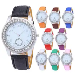 Новинка 2017 года модные Для женщин кожаный ремешок аналоговые кварцевые наручные часы круглые Часы Прямая поставка jul24 M30