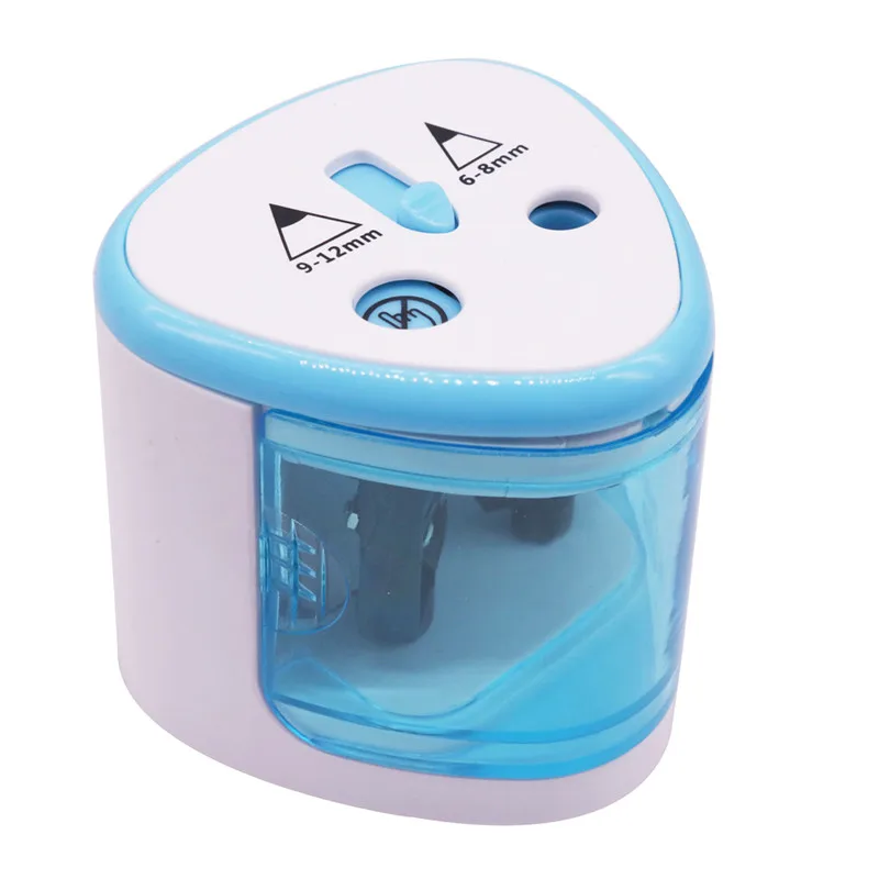 1 pcs blue 1 шт. Геометрическая электрическая точилка для карандашей многофункциональная двойная дырочка для карандашей три цвета на выбор сменный держатель для инструментов - Цвет: 1 pcs blue