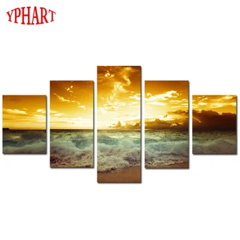 

5 Panels Sunset and ocean Scenery Canvas Print Painting Modern Canvas Wall Art for Wall Pcture Home Decor Artwork