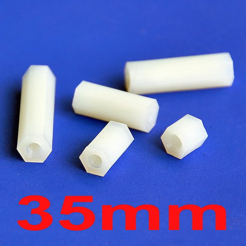 

(10 pcs/lot ) 35mm/1.38" Nylon M3 Threaded Hex Female-Female Standoff Spacer, Hexagonal.