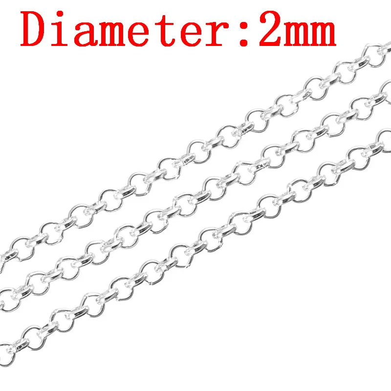 XINYAO 10 м/лот диаметр 2 3 3,8 мм металлические цепочки для ожерелья оптом античная бронза/золото/серебро Цвет Rolo цепи для изготовления ювелирных изделий F779 - Цвет: Silver
