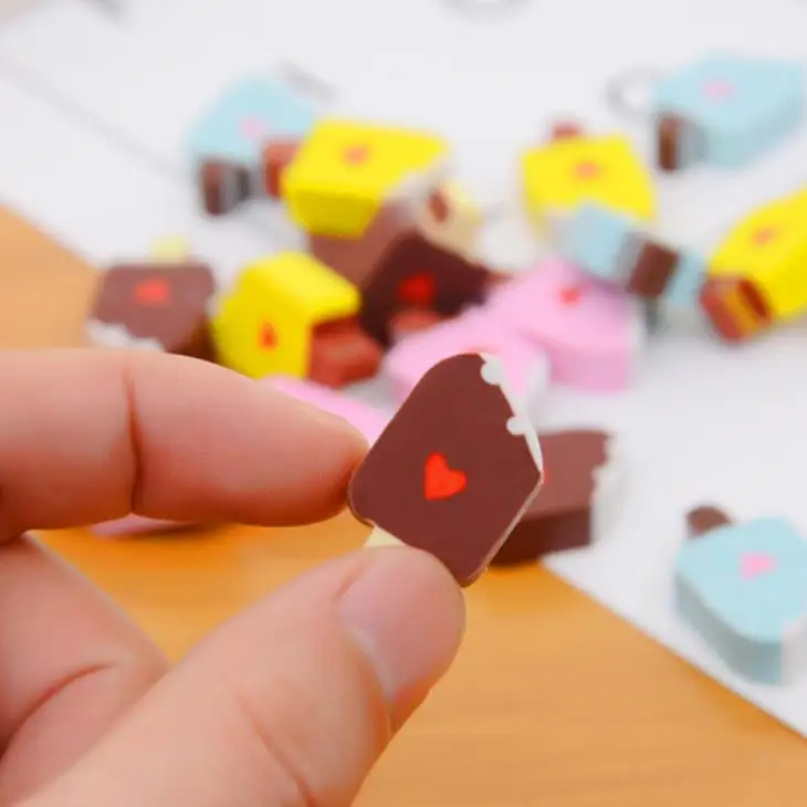 5 шт./упак. Kawaii Mini в форме сердца мороженое резиновый карандаш ластики коррекция