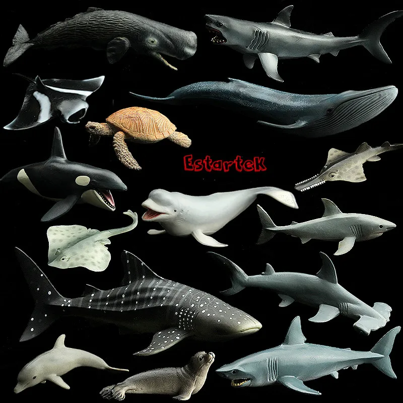 

Estartek Simulation of Marine Life Killer Whale Great White Shark Dolphin Penguin Octopus Turtle Collection Statue for Fan Gift