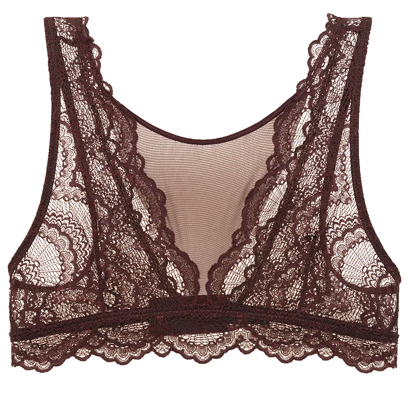 

2019 New Sexy Sheer Lace Crop Tops For Women Sleeveless Ultra-thin Ladies Bustier Camis Bra Transparent Female Solid Underwear
