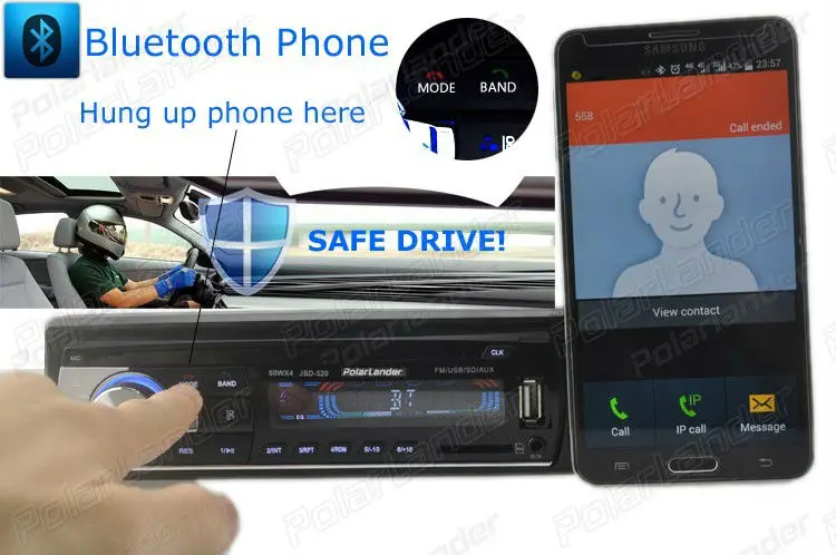 Bluetooth Handfree Автомобильный Радио MP3 аудио плеер FM/USB/SD/Aux In 1Din In Dash 12 в стерео пульт дистанционного управления Автоэлектроника сабвуфер