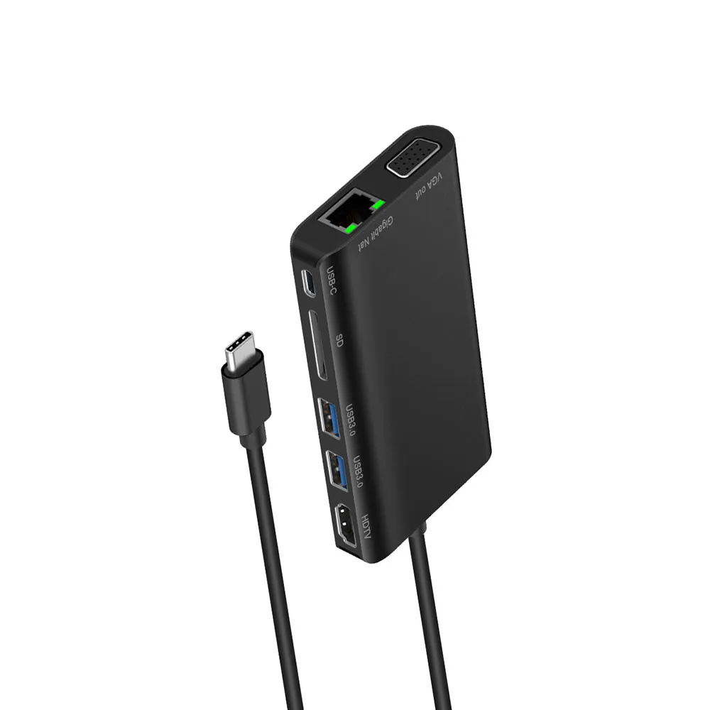 Кабель-Переходник USB C на Тип C 8 в 1 взаимный обмен данными между компьютером и периферийными устройствами 3,0 HDMI 4 K VGA RJ45 адаптера SD TF концентратор-картридер Алюминий сплав абсолютно и качественный