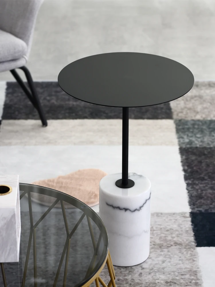 Marble side table Nordic modern minimalist designer model room balcony living room cafe small rounded corner table Marble side table Nordic modern minimalist designer model room balcony living room cafe small rounded corner table