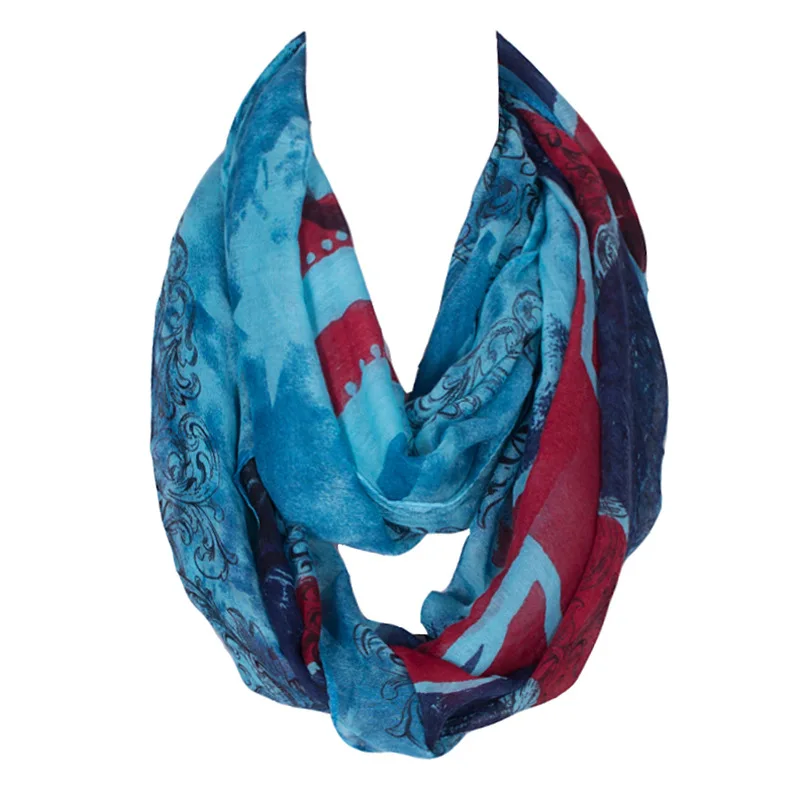 

2017 Fashion Polyester England Flag Ring Scarf with Skull Scarfs For Women Lightweight Infinity Design Women Loop Scarf 155*90cm