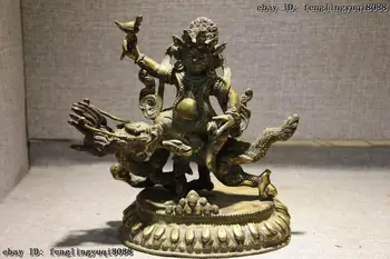 

Nepal Monastery Copper Gold Gilt White Jambhala Wealth God Buddha Ride on Dragon Discount 55%