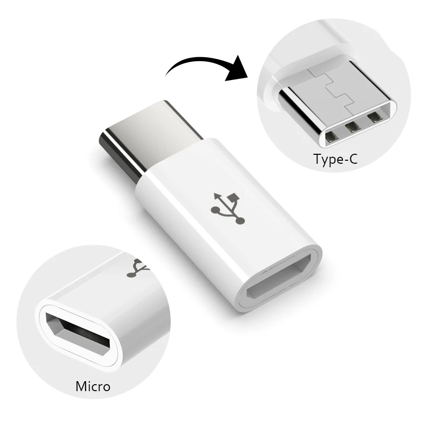500 шт./лот micro на typeC USB-C 3 1 Type C Male Micro USB Female адаптер Type-C конвертер для телефона Macbook