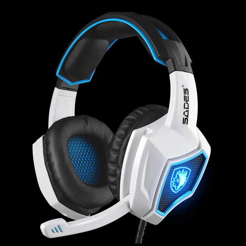 Sades дух волка компьютерные игровые наушники с микрофоном Led PC Gamer гарнитура