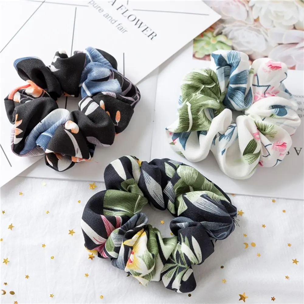 

1PC Flamingo Floral Solid Women Hair Accesories No Crease Hair Tie Scrunchie Ponytail Hair Holder Rope For Women Girls