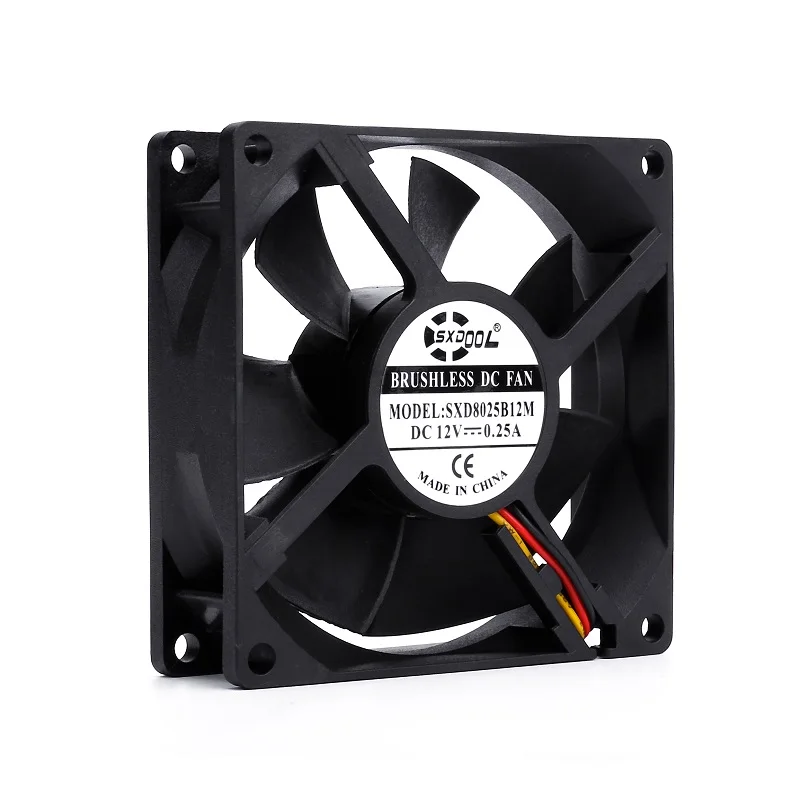 

Computer Fan 80mm Brand New SXDOOL SXD8025B12M 80mm Dc Brushless Cooling Fan 12V 0.25A Dual Ball Bearing Cooling Fan