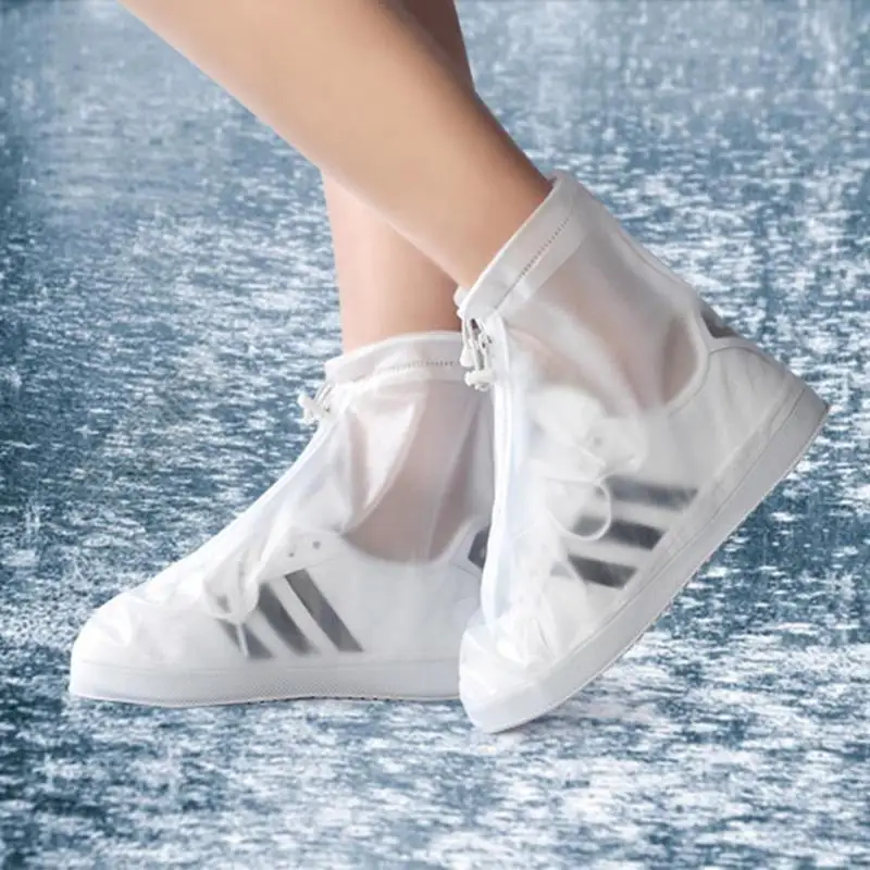 

1 Pair Men Women Reusable Rainproof PVC Overshoes Waterproof Anti-slip Zippered Shoe Covers All Season Shoe Covers Protector
