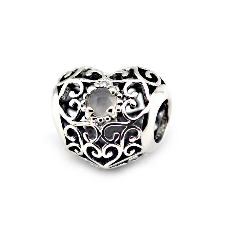 

Pandulaso April Signature Heart Silver Beads For Jewelry Making Fit Charms Silver 925 Original Bracelets Charm Beads DIY Jewelry