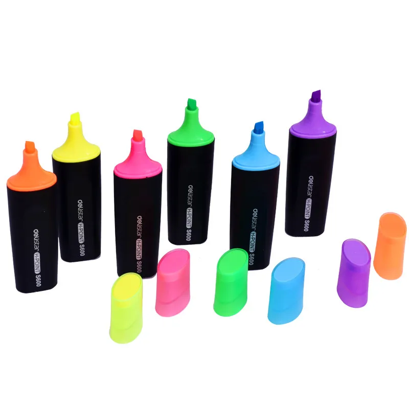 Маркеры ассорти цветов оптом флуоресцентный маркер текстовыделитель ручки упаковка из 6 цветов долото наконечник желтый синий зеленый розовый
