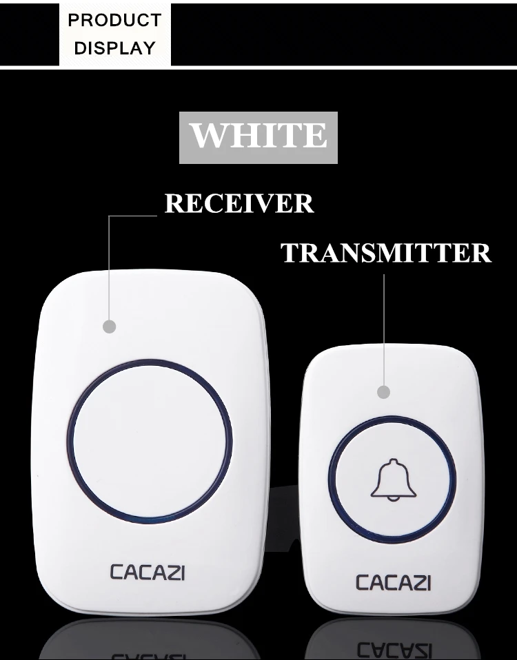 CACAZI водонепроницаемый чехол беспроводной дверной звонок 300 м дистанционный ЕС/Великобритания/США/AU штекер умный дверной звонок Chime 220 В 1V2 кнопки 1V2 приемники